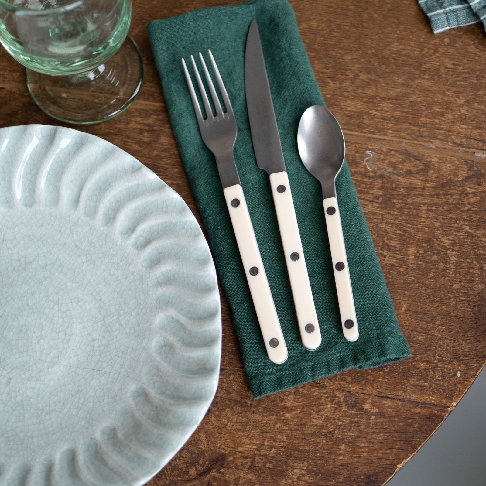 Bistrot Vintage Uni, Ivoire - Set de 5 couverts de table - Image 3